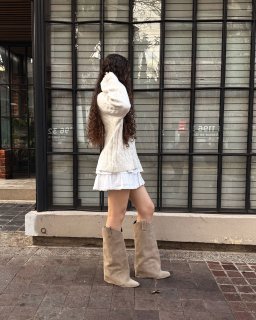 Larissa Piel Genuina Gamuza Beige - Imagen 2